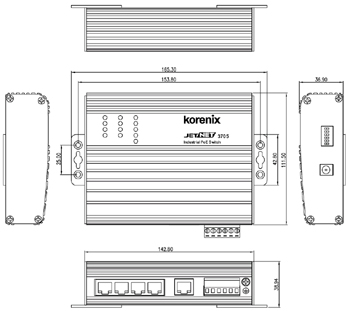 Korenix科洛理思(北尔电子集团) JetNet 3705/3705-w 5口非网管型工业PoE以太网供电交换机