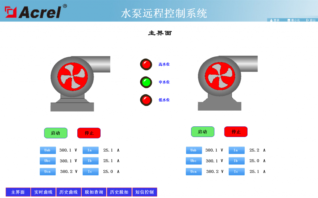 水泵控制系统主界面